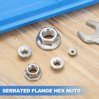 100Pcs Serrated Flange Hex Nuts-M6-1-Coarse 304 SS Bright Finish - color: Silver, size: M6-1