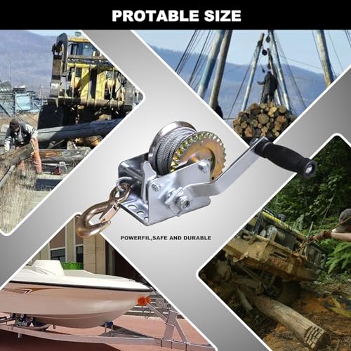 Big RED ATRT1061CRR Torin Manual Hand Crank Winch: 26.3ft Steel Cable with 600lbs Capacity, Silver - size: 600 lbs upgrade, style: Steel Cable