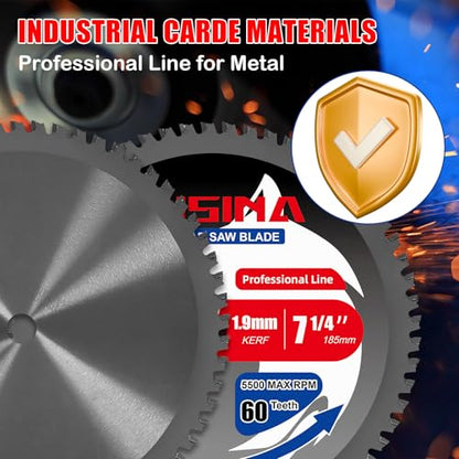 7-1/4" Circular Saw Blade, TCT Metal Cutting Saw Blades with 60T - size: 7-1/4 Inch 60T
