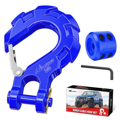 Nilight 3/8-Inch Forged Steel Winch Hook with Cable Hook Stopper - color: Blue