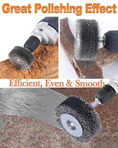 Rocaris 2 Pack 2 Inch Wire Wheel Brush for Drill Attachment - Heavy Duty Carbon Steel Brushes for Paint, Rust & Corrosion Removal - 0.0118" Wire, 1/4in Shank, 20000RPM