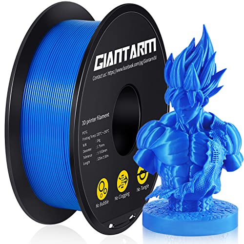 GIANTARM PETG Filament 1.75mm 1kg (2.2lb), Blue Filament PETG for 3D Printer, ±0.02mm Accuracy, High Precision, Strong Toughness, Neatly Wound & Moistureproof, Non-Clogging&Non-Stringing, Blue - color: Blue