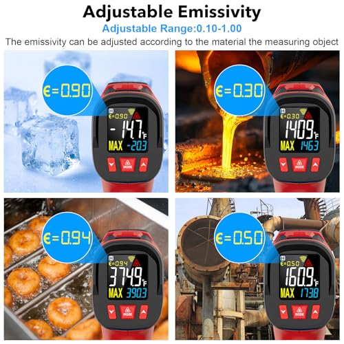 Infrared Thermometer Gun, 1472°F Digital Laser Temperature Gun with Probe