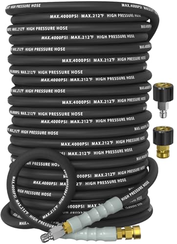 Pressure Washer Hose 200FT with 3/8'' Quick Connect, 4200 PSI - color: Black, size: 200FT