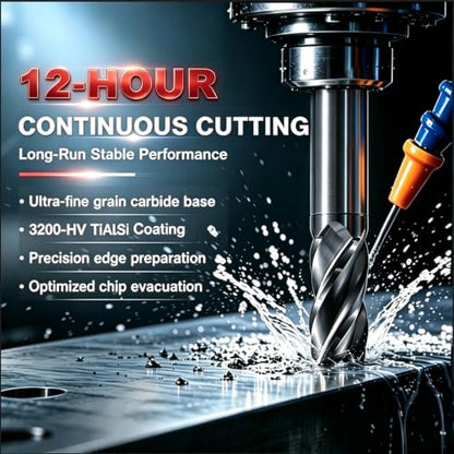 1/2 Carbide End Mill-Carbide CNC Endmill for Hardened Steel Carbon Steel - size: 1/2in (1pc)