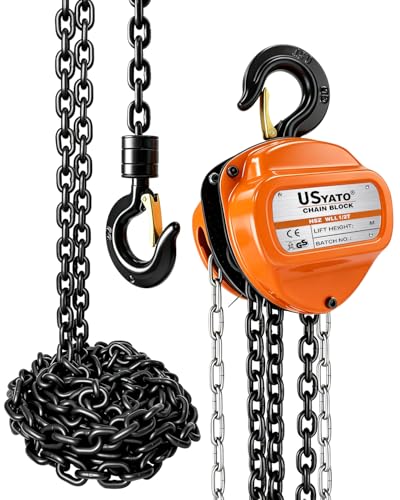 Chain Hoist 1/2 Ton, 1100 lbs Capacity, 10 FT Manual Chain Fall, G80 Alloy Steel Load Chain, Double-Pawl Brake, 360° Swivel Hooks, Heavy Duty Hoist for Garage, Shop, Farm, Warehouse