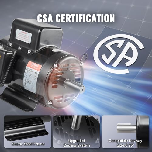 VEVOR 7.5HP Air Compressor Electric Motor, 230V 31.6A 3450RPM 184T Frame - size: 7.5P-.2.75''Shaft Length