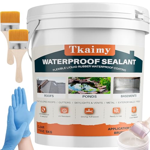 Tkaimy Waterproof Sealant 175oz, Clear, Leak Repair, Indoor and Outdoor Use - color: Clear, size: 175 OZ