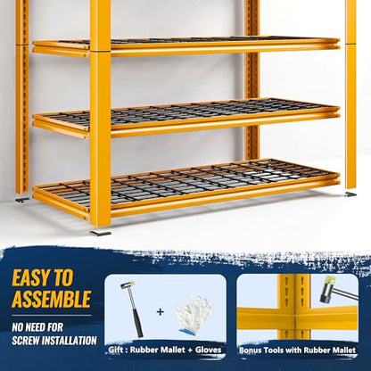 REIBII Storage Shelves, 40''W Garage Shelving, Heavy Duty Metal Shelving 2000LBS, Metal Shelves 5 Tier Industrial Shelf for Kitchen Pantry Warehouse Basement 72" H x 40''W x 17.8''D, Yellow - size: 72"H x 17.8"D x 40"W
