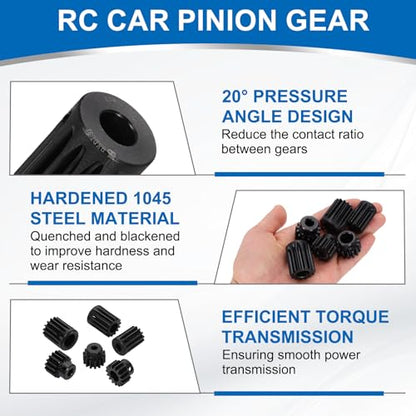 uxcell 1.5 Mod 13T Spur Gear 10mm Bore, 1045 Steel Pinion Gear, Black - size: 1.5 Mod 13T, 10mm