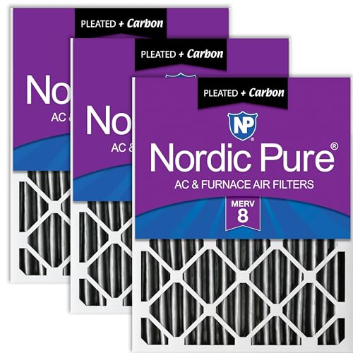 Nordic Pure 20x20x2 Pleated MERV 8 Plus Carbon Air Filters 3 Pack - style: MERV 8 + Carbon