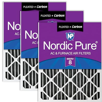 Nordic Pure 16x24x2 Pleated MERV 8 Plus Carbon Air Filters 3 Pack - style: MERV 8 + Carbon
