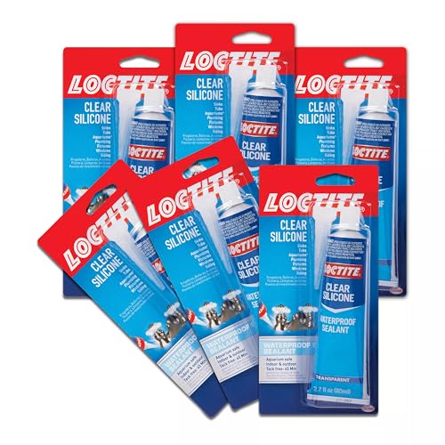 Loctite Silicone Sealant, Clear, 2.7 fl oz Tube, 6 Pack - 100% Waterproof Sealant for Glass, Ceramic, Wood, Plastic & More - size: 6 Pack 2.7 oz Tubes