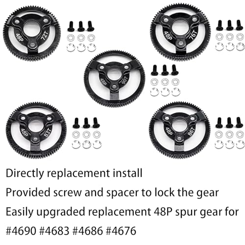 90T 48P Hardened Steel Spur Gear for Traxxas Slash Stampede Rustler 2WD - size: 48P-Spur Gear-90T