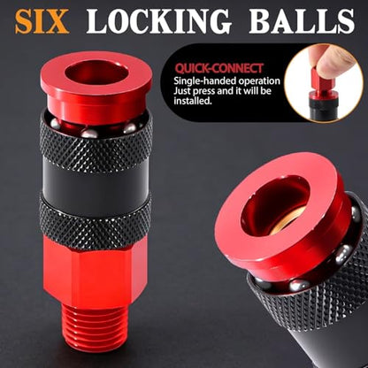 25 PCS 1/4" NPT Universal Air Coupler & Plug Kit Aluminium Alloy - size: Aluminum alloy