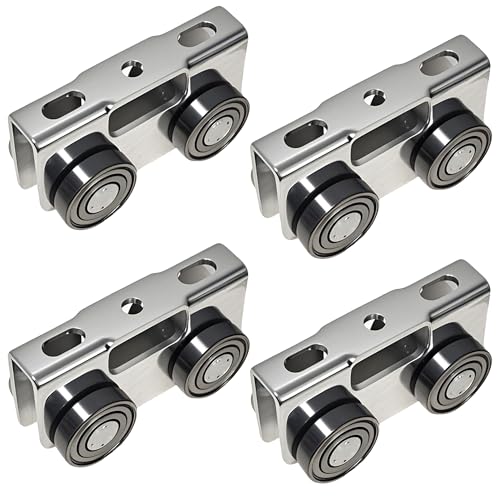 4 Wheel Trolley Assembly Rollers, Upgraded Load & Stable Silent Roller Trolley Compatible with 1-5/8" Wide and Taller Strut Channel, P1000/ P5000 Series (Silver 4 Pack) - color: Silver 4 pack