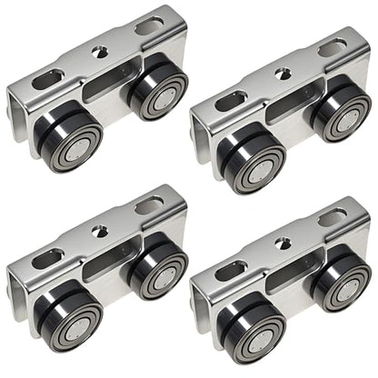 4 Wheel Trolley Assembly Rollers, Upgraded Load & Stable Silent Roller Trolley Compatible with 1-5/8" Wide and Taller Strut Channel, P1000/ P5000 Series (Silver 4 Pack) - color: Silver 4 pack