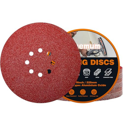 30 PCS 9 Inch Drywall Sanding Discs 40 Grit 8 Hole - color: 8 Hole, size: Grit 40