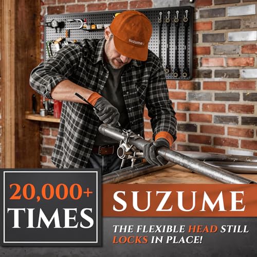 SUZUME Extra Long Flex Head Ratcheting Wrench 14-15mm Metric Double Box End 180° Flexible Head 72-Tooth 15K Gear Tested CR-V Steel Black Chrome Finish For Automotive Brake Caliper Suspension & DIY - size: 14-15mm