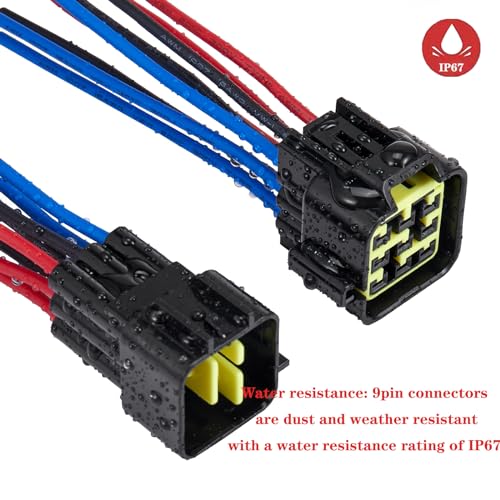 9 Pin Waterproof Wire Connector,16AWG Male Female Plug - size: 9pin way