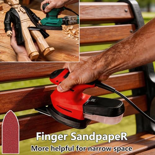 FOWOK 150Pcs Sandpaper for Skil Detail Sander with 2Pcs Foam Sanding Pad - size: 3-Shape Sandpaper with 2 Pads