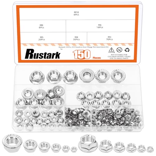150Pcs 6 Sizes 304 Stainless Steel Serrated Flange Nuts Assortment Kit Metric Hexagon Flange Lock Nuts Serrated Hex Lock Nuts for Machinery Industry Home Improvement - style: 304 stainless-silver