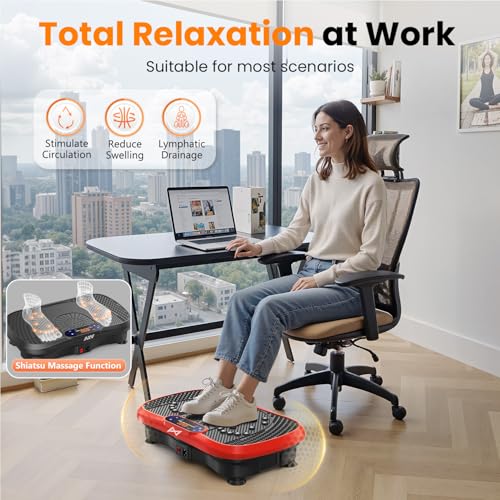 AXV Vibration Plate Exercise Machine Fitness Platform Body Vibrating Board - color: BT.PRO.RED