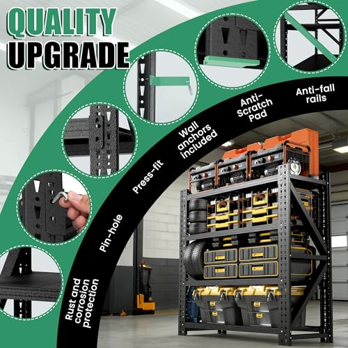 4 Tier Heavy Duty Garage Shelving,Industrial Shelving Built for Maximum Weight,Garage Storage Racks Heavy Duty Steel Shelves,Large Capacity Metal Rack for Warehouse,Shop,Basement - size: 24"D*47.5"W*69"H