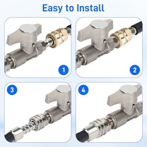 Ball Valve Pressure Washer, 3/8" DN10 Ball Valve, High Pressure Ball Valve for Power Washer Hose, 5000 PSI