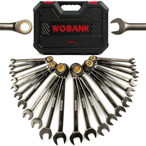 22-Piece Ratcheting Wrench Set, Metric 8-19mm & SAE 1/4-3/4" - size: Regular