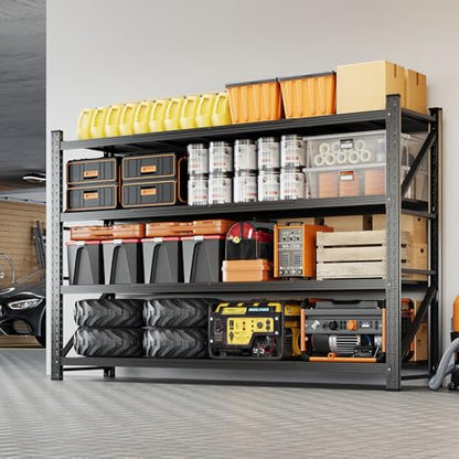 Yizosh 79" W Metal Garage Storage Shelves,7000LBS Heavy Duty 4-Shelf Adjustable Steel Organization Shelving,Utility Rack Shelf,79" W x 24" D x 79" H for Basement,Warehouse,Industrial - size: 79"Wx24"Dx79"H