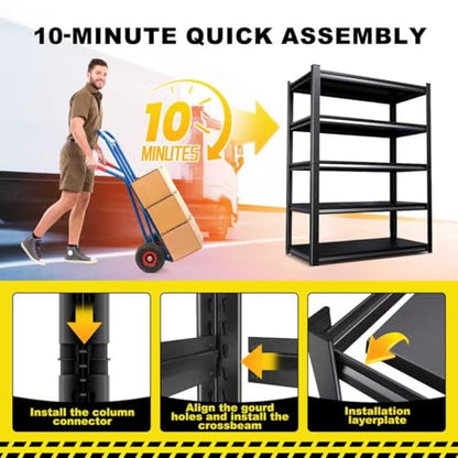 Set of 2 Garage Shelving-2050 lbs 5 Tier Storage Shelves,Adjustable Heavy Duty Metal Shelving Unit and Storage Large Rack,Utility Steel Shelf for Warehouse Industrial Pantry Basement 71"x46"x20" - size: 45.7"Wx20"Dx71"H