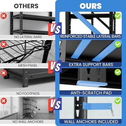Heavy Duty Metal Shelving Units, Garage Shelves & Storage System - size: 48"W x 24"D x 69"H