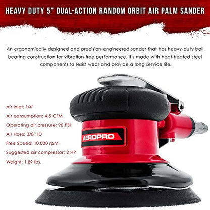TCP Global Heavy Duty 5" Dual-Action Random Orbit Air Palm Sander - size: 5" Sander
