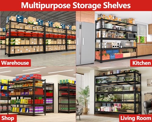 PrimeZone 60" W X 24" D X 72" H Heavy Duty Garage Storage Shelves, 3000 LBS - size: 60" W x 24" D x 72" H