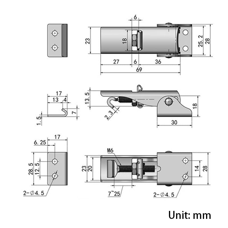 Stainless Steel Equipment Latch, Adjustable Latch, Industrial Hasp Latch - size: C / stainless steel