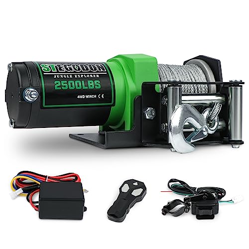 2500 lb. ATV/UTV Electric Winch, 12V Waterproof Steel Cable Winch,Electric Winch with Wired Remote and Wireless Remote for ATV UTV Towing,Boat,Off-Road - style: 2500LB Steel Cable