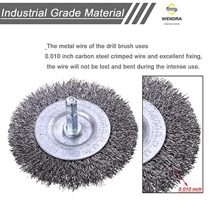 6 Pack Wire Wheel Brush for Drill - 1/4 Inch Hex Shank, Coarse Carbon Steel Crimped Wire Wheel for Cleaning Rust - style: 6 Pcs wire wheel
