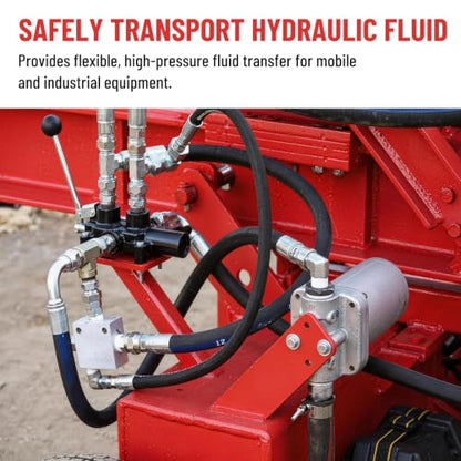 100FT 1/2" Hydraulic Hose with 24PCS Hydraulic Hose Fittings - size: 1/2" Hydraulic Hose - 100FT