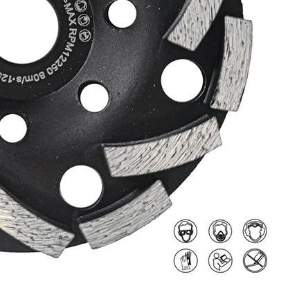 HERZO 5 Inch Concrete Grinding Wheel，Diamond Concrete Grinding Wheel for Granite, Marble, Cement, Stone, Rock - size: 5 Inch Strange
