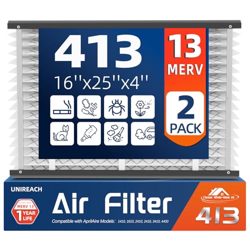 2 Pack 413 Replacement Air Filter, MERV 13,Actual Size: 16"x28"x4", Nominal Size: 16x25x4, HVAC Furnace Filter, Compatible with AprilAire Models 4400, 3413, 2416, 2413, 1610, 1413 - style: 413 [2 Pack]