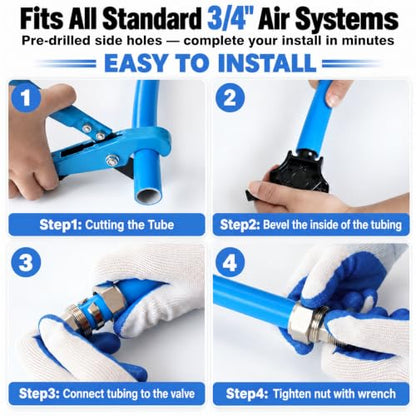3/4" shop air line kit with Pressure Gauge, 2Port Aluminum Manifold - color: with Pressure Gauge