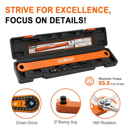 3/8 inch Pro Offset Extension Wrench Impact Wrench Extender Tool Socket Set - color: Orange, size: 16.34inch