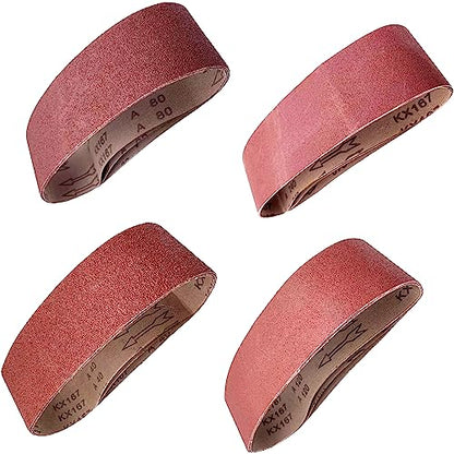 3x18-Inch Aluminum Oxide Sanding Belts, 6Each of 40 80 120 240 Grit, 24 Pcs - size: 3x18 inch