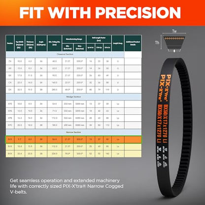 PIX 3VX340 Narrow Cogged 3/8" x 34" – Industrial Drive Belt for Air Compressors, Generators, Industrial Blowers, Pumps, Vacuum Systems and Heavy-Duty Power Transmission - Pack of 2 - size: 34 in (Pack of 2)