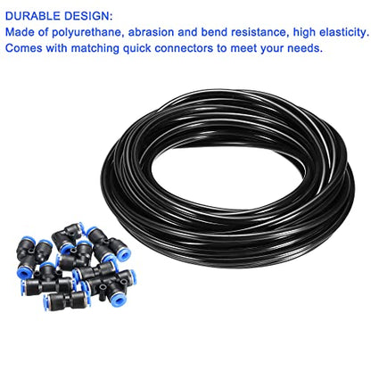 M METERXITY Pneumatic Tubing - Polyurethane Air Compressor Hose with Push to Connect Fittings, Apply to Air Line Transfer (6mm OD 4mm ID, 32Ft, Black)