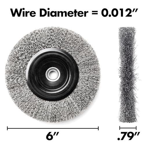 6 Inch Stainless Steel Wire Wheel for Bench Grinder with 1/2-Inch and 5/8-Inch Arbor, .012" Stainless Steel Wire - size: 6 INCH