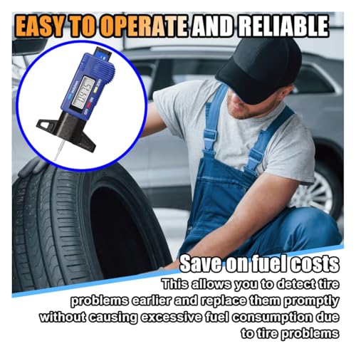 KITUREK LCD Display Tire Tread Depth Gauge, Tire Wear Gauge Tread Checker