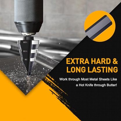 1/4 to 1-3/8 Inch Step Drill Bit, M2 High-Speed Steel Double Fluted Drill bits, Straight Grooved Step Drill Bit for Hole Drilling in Stainless Steel, Copper, Aluminum, Wood, Plastic - style: M2 1-3/8