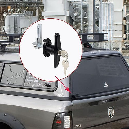 Keyed-Alike Locking T-Handle Kit for Truck Camper Shell/Cap & Topper - Black T-Handle Lock Set with Door Compatibility (Left) ﻿ - style: Matching Set(Left)